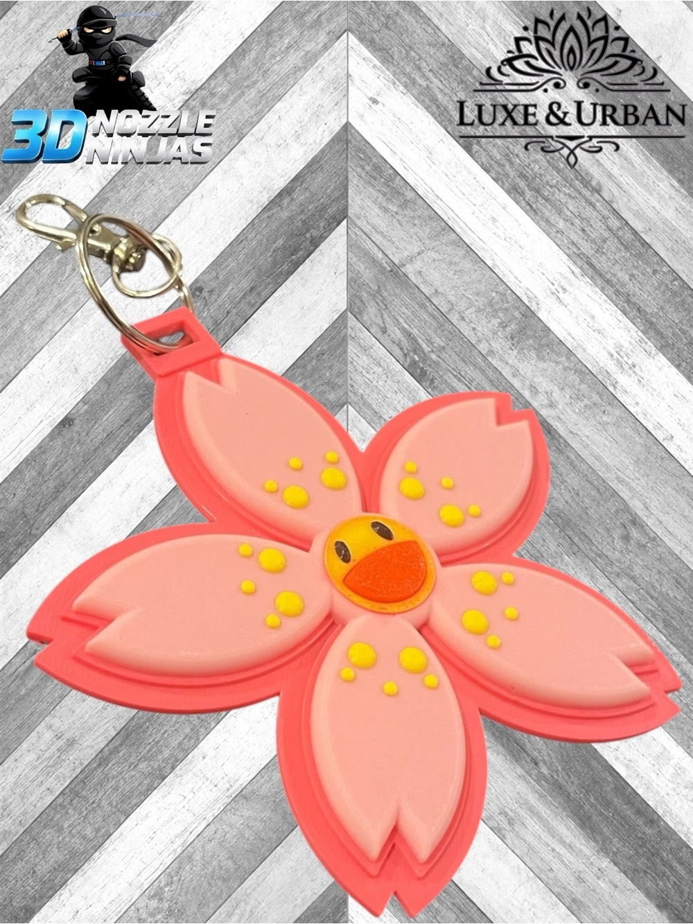 🪷 3d Handcrafted LV Cherry Blossom Flower Keychain- Large